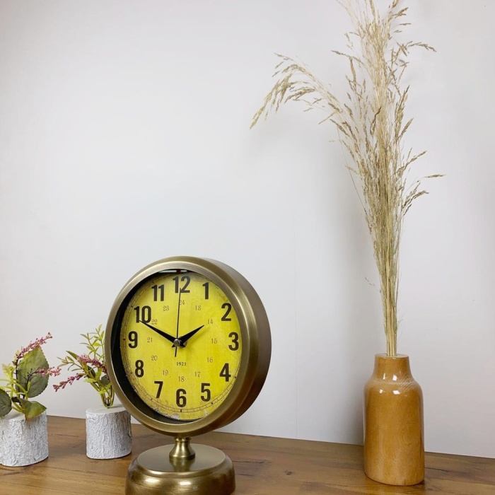® Yeni Ürün Eskitme Metal Vira Masa Saati 25×20 cm