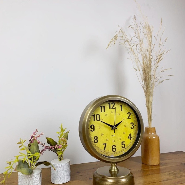 ® Yeni Ürün Eskitme Metal Vira Masa Saati 25×20 cm