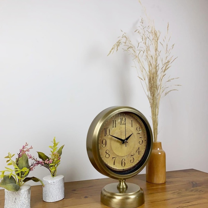 ® Yeni Ürün Eskitme Metal Dekoratif Masa Saati 25×20 cm