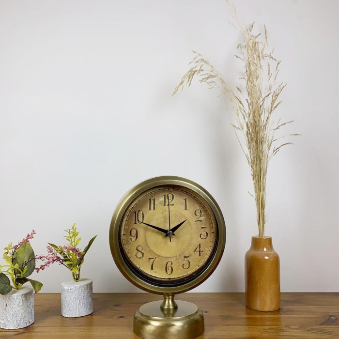 ® Yeni Ürün Eskitme Metal Dekoratif Masa Saati 25×20 cm
