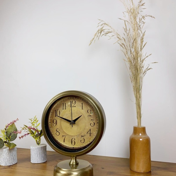 ® Yeni Ürün Eskitme Metal Dekoratif Masa Saati 25×20 cm