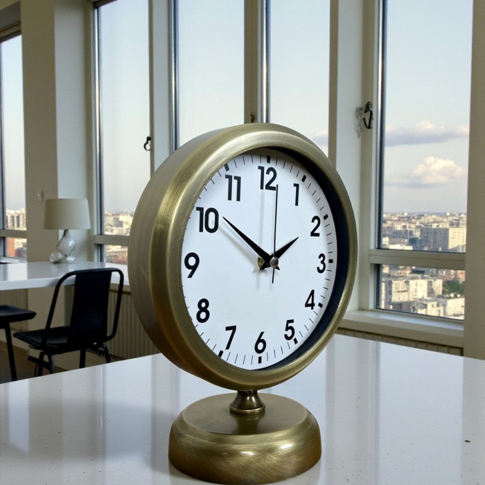 ® Yeni Ürün Vinatge Dekoratif 25 x 20 Cm Metal Masa Saati