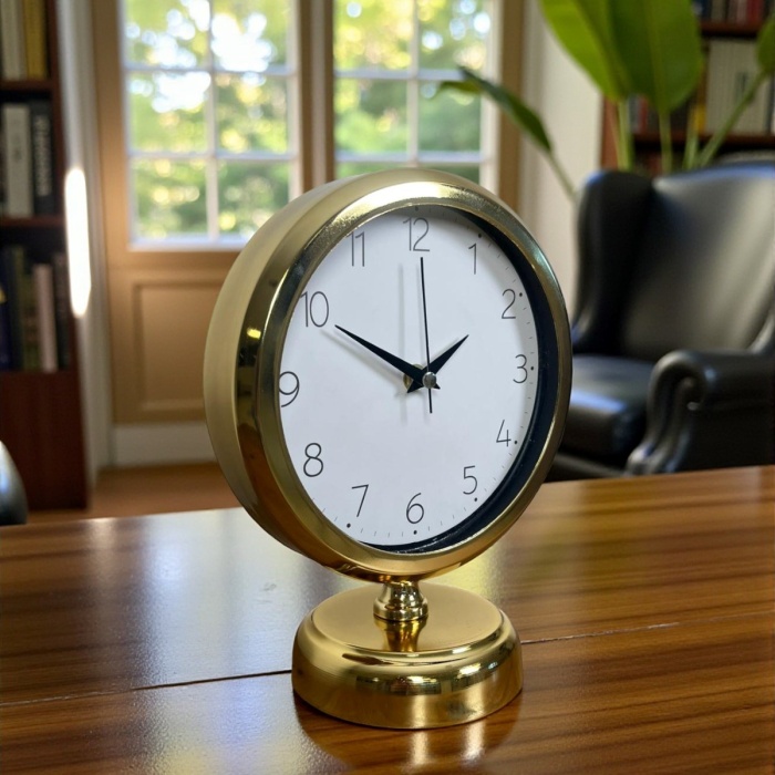 ® Yeni Ürün Golden Time 25 x 20 Cm Metal Masa Saati