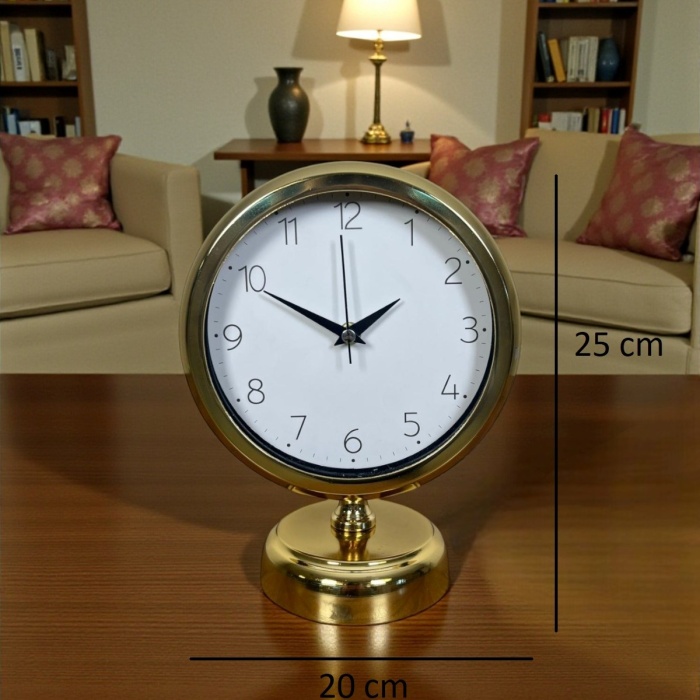 ® Yeni Ürün Golden Time 25 x 20 Cm Metal Masa Saati
