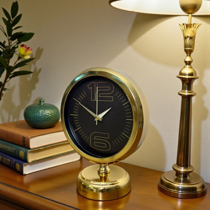 ® Yeni Ürün Elite Black Gold 25 x 20 Cm Metal Masa Saati