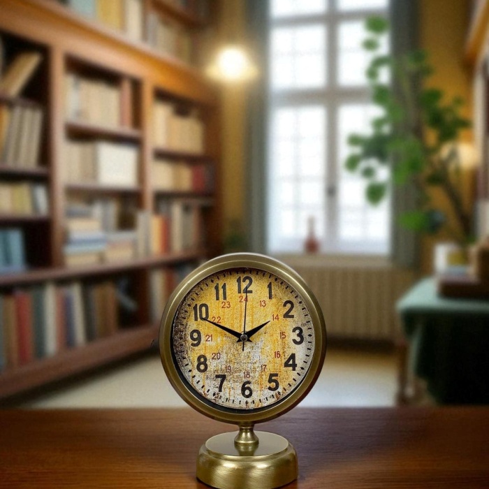 ® Yeni Ürün Antique Touch 25x20 Eskitme Metal Masa Saati