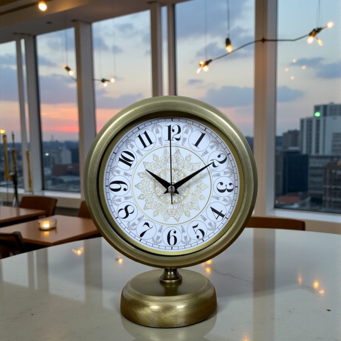 ® Yeni Ürün Eskitme Motifli 25 x 20 Cm Metal Masa Saati