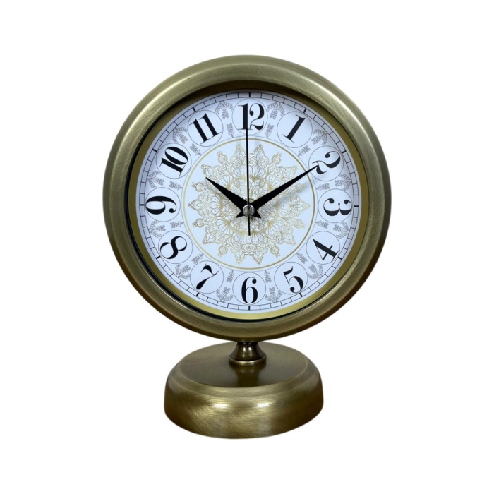 ® Yeni Ürün Eskitme Motifli 25 x 20 Cm Metal Masa Saati