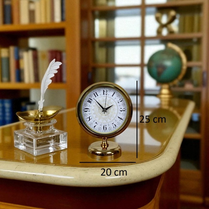 ® Yeni Ürün Decora Gold 25 x 20 Cm Metal Masa Saati