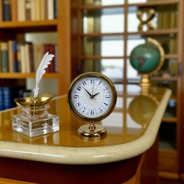 ® Yeni Ürün Decora Gold 25 x 20 Cm Metal Masa Saati