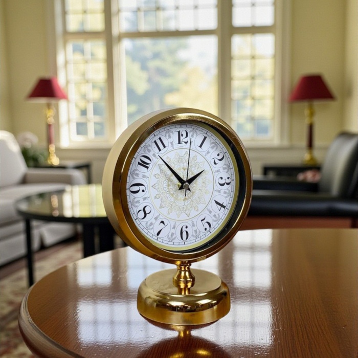 ® Yeni Ürün Decora Gold 25 x 20 Cm Metal Masa Saati