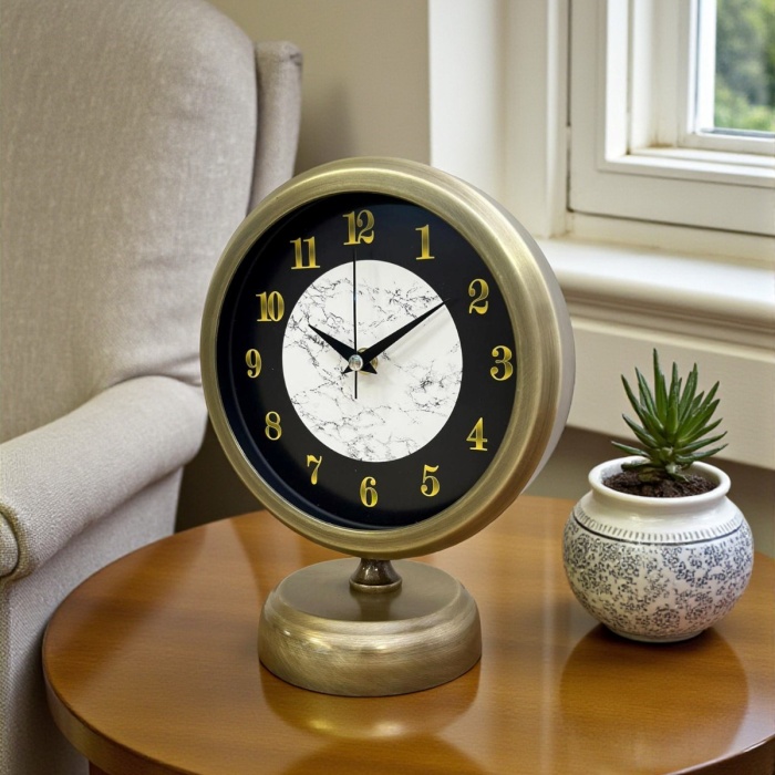 ® Yeni Ürün Antique Aura 25 x 20 Cm Eskitme Metal Masa Saati