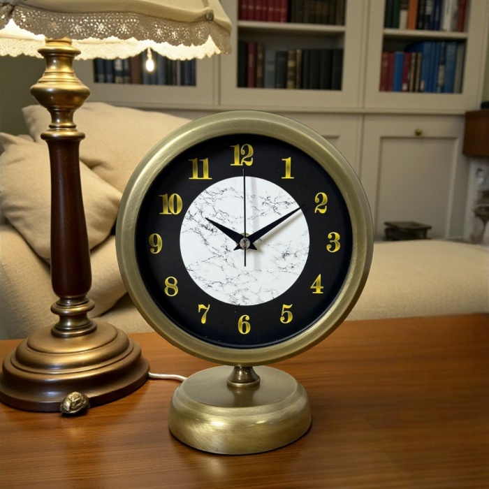 ® Yeni Ürün Antique Aura 25 x 20 Cm Eskitme Metal Masa Saati