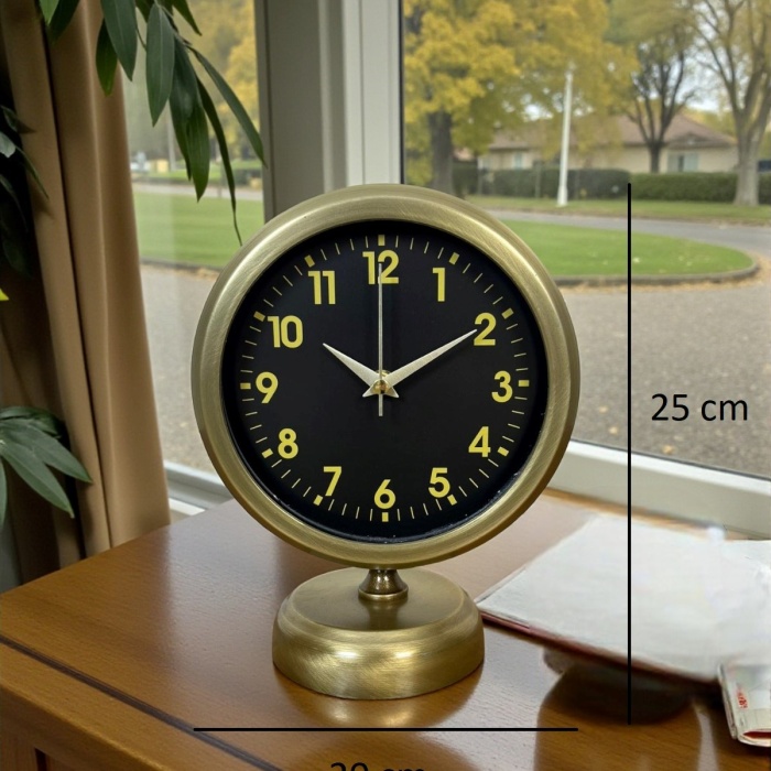 ® Yeni Ürün Retro Elegance 25 x 20 Cm Eskitme Metal Masa Saati
