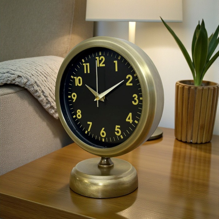 ® Yeni Ürün Retro Elegance 25 x 20 Cm Eskitme Metal Masa Saati