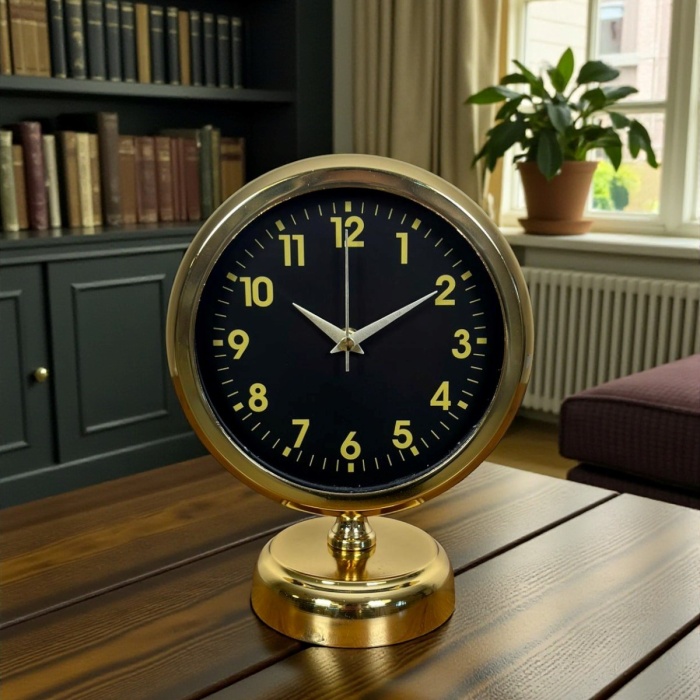 ® Yeni Ürün Klas Gold 25 x 20 Cm Metal Masa Saati