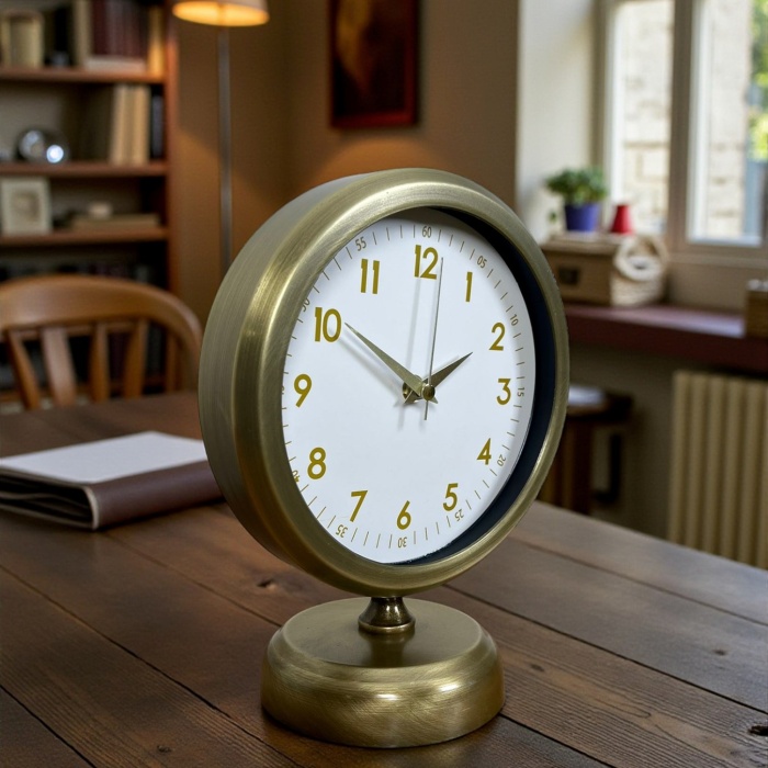 ® Yeni Ürün Vintage Luxury 25 x 20 Cm Eskitme Metal Masa Saati