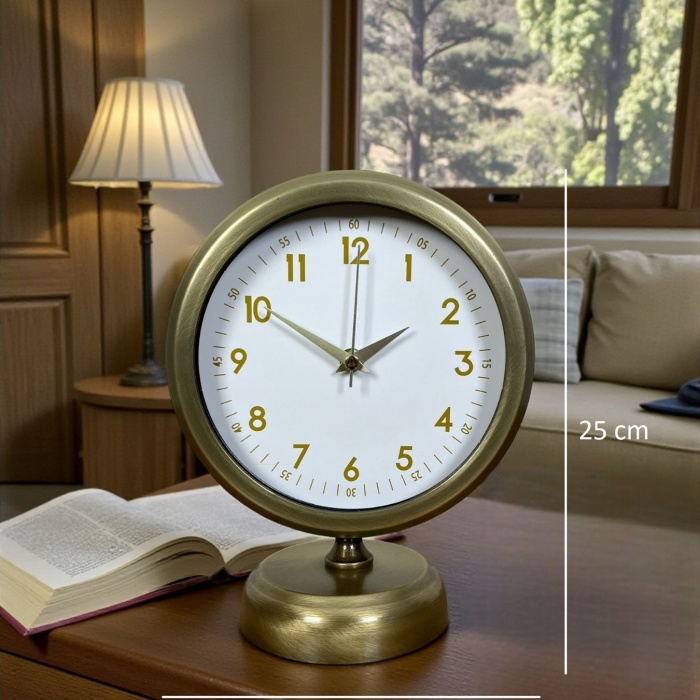 ® Yeni Ürün Vintage Luxury 25 x 20 Cm Eskitme Metal Masa Saati