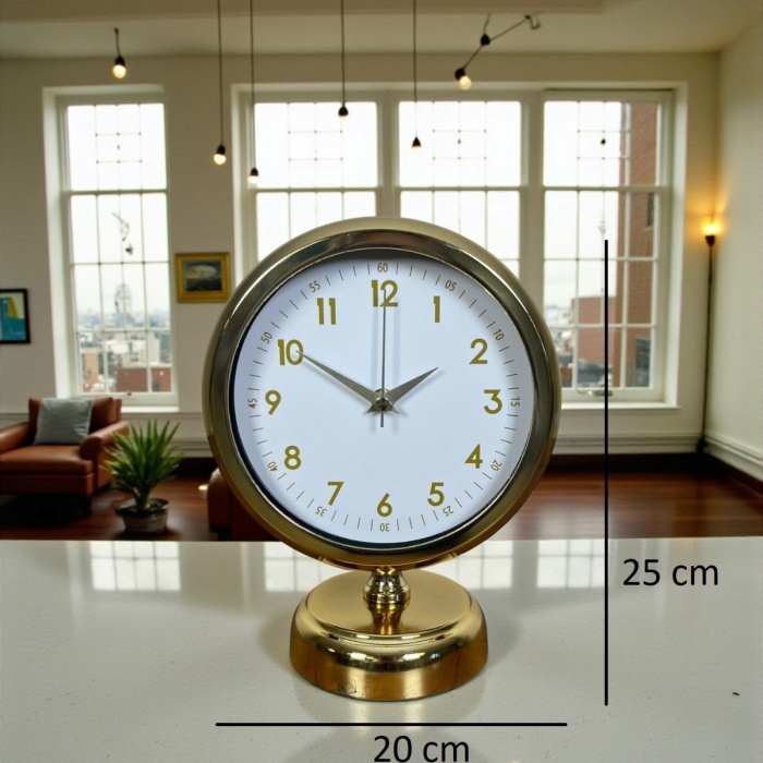 ® Yeni Ürün Aura Gold Modern 25 x 20 Cm Metal Masa Saati