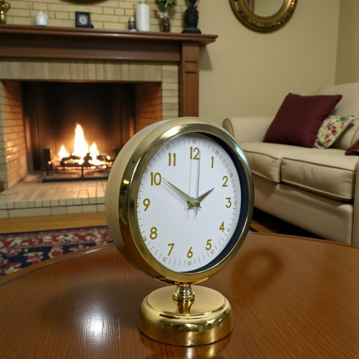 ® Yeni Ürün Aura Gold Modern 25 x 20 Cm Metal Masa Saati