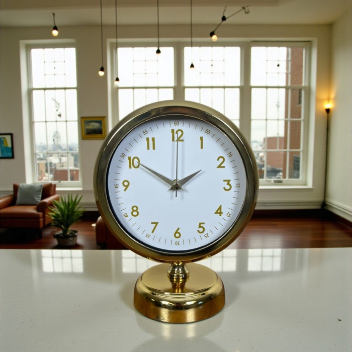 ® Yeni Ürün Aura Gold Modern 25 x 20 Cm Metal Masa Saati