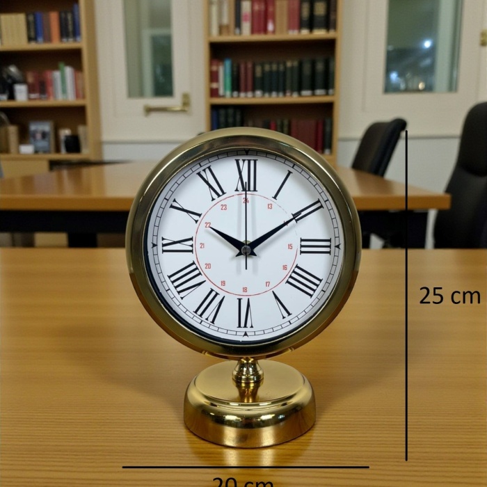 ® Yeni Ürün Gold Asaleti Roma 25 x 20 Cm Metal Masa Saati