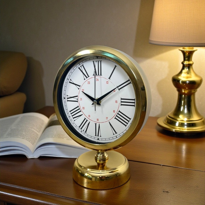 ® Yeni Ürün Gold Asaleti Roma 25 x 20 Cm Metal Masa Saati