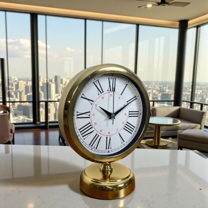 ® Yeni Ürün Gold Asaleti Roma 25 x 20 Cm Metal Masa Saati