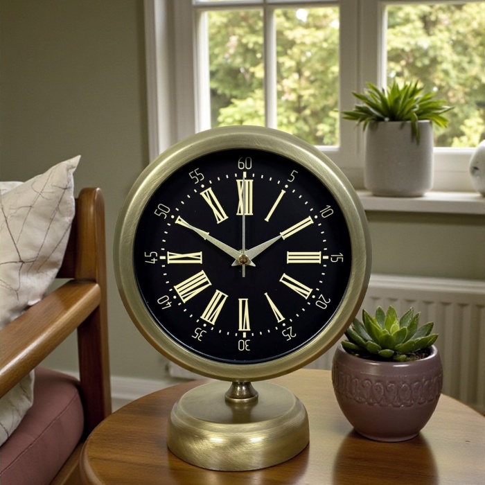 ® Yeni Ürün Time Art 25 x 20 Eskitme Metal Masa Saati