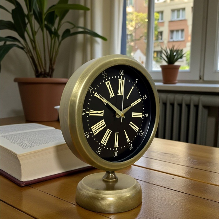 ® Yeni Ürün Time Art 25 x 20 Eskitme Metal Masa Saati