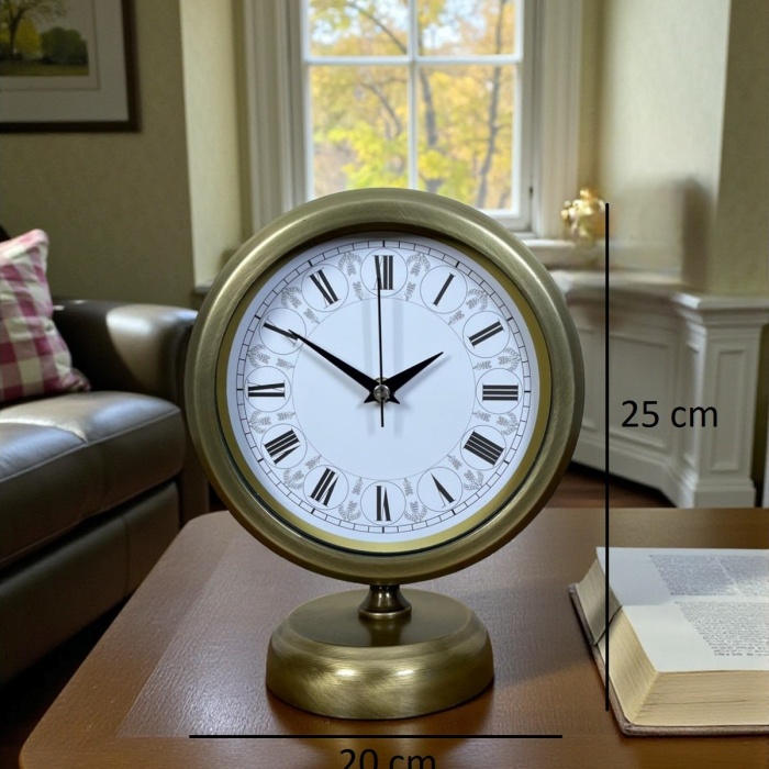 ® Yeni Ürün Prestij Eskitme 25 x 20 Cm Metal Masa Saati
