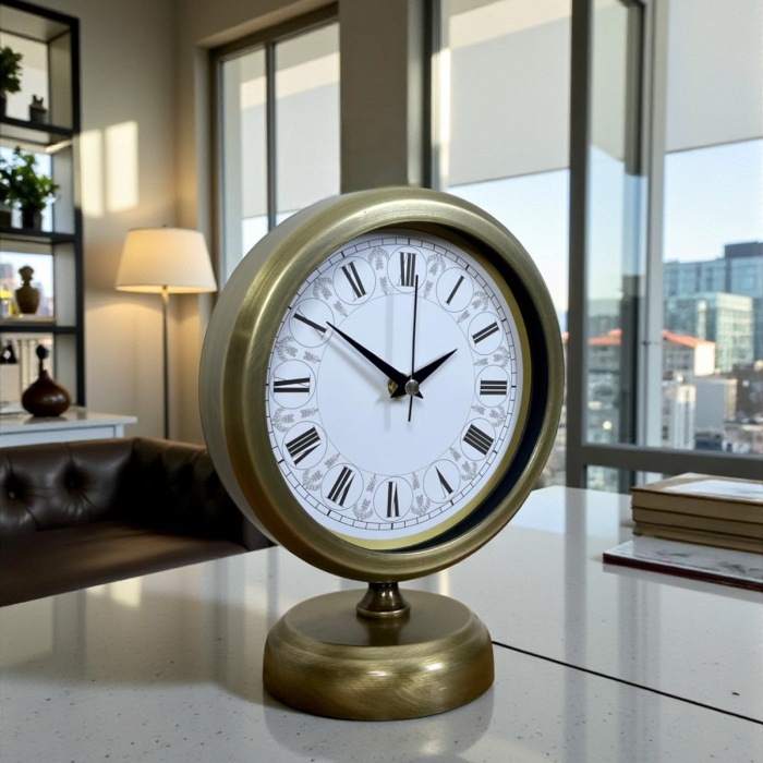 ® Yeni Ürün Prestij Eskitme 25 x 20 Cm Metal Masa Saati