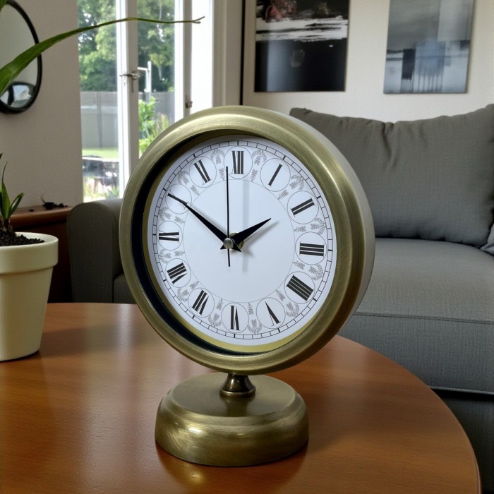 ® Yeni Ürün Prestij Eskitme 25 x 20 Cm Metal Masa Saati