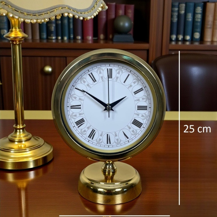 ® Yeni Ürün Gold Altın Miras 25 x 20 Cm Metal Masa Saati