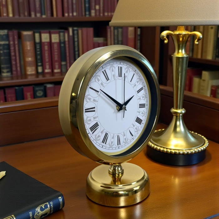 ® Yeni Ürün Gold Altın Miras 25 x 20 Cm Metal Masa Saati