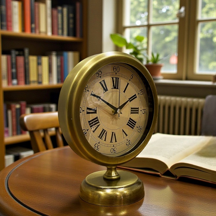 ® Yeni Ürün Majestic Time Eskitme 25 x 20 Cm Metal Masa Saati