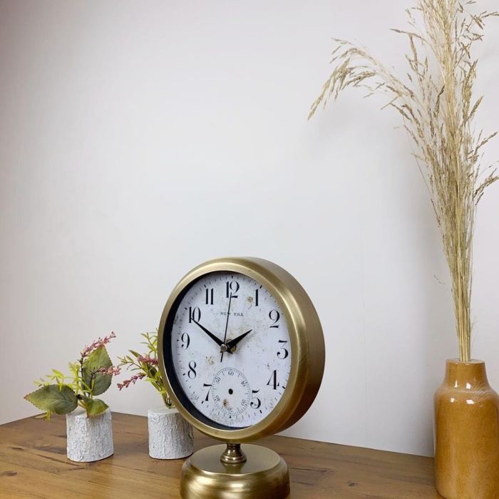 ® Yeni Ürün Eskitme Metal Masa Saati 25×20 cm