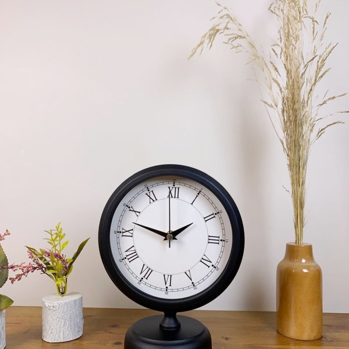 ® Yeni Ürün Siyah Metal Retro Masa Saati 25×20 cm