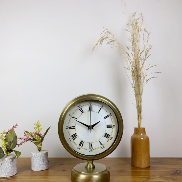 ® Yeni Ürün Eskitme Metal Anka Masa Saati 25×20 cm