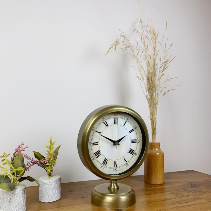 ® Yeni Ürün Eskitme Metal Anka Masa Saati 25×20 cm