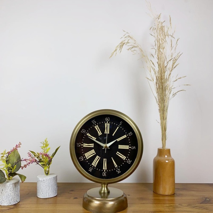 ® Yeni Ürün Eskitme Metal Zarif Masa Saati 25×20 cm