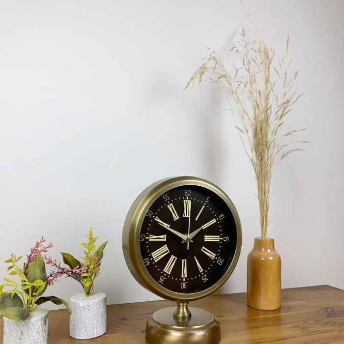 ® Yeni Ürün Eskitme Metal Zarif Masa Saati 25×20 cm