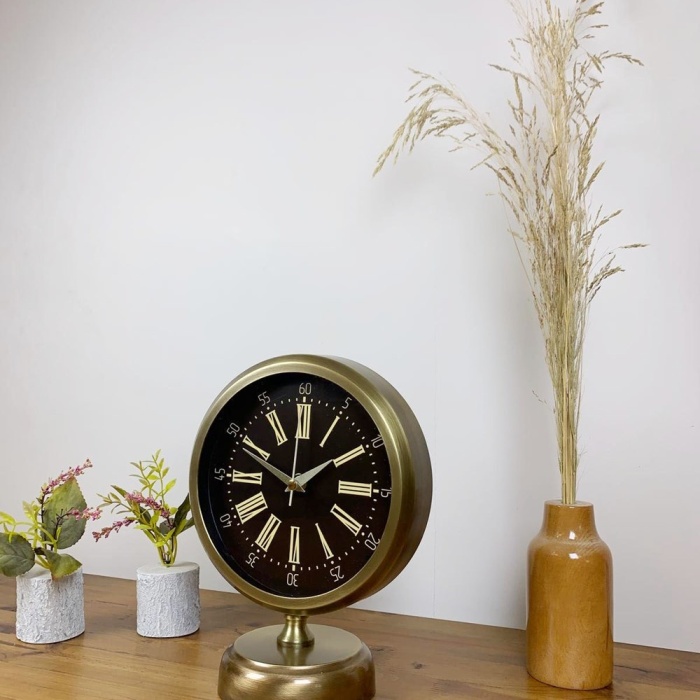 ® Yeni Ürün Eskitme Metal Zarif Masa Saati 25×20 cm