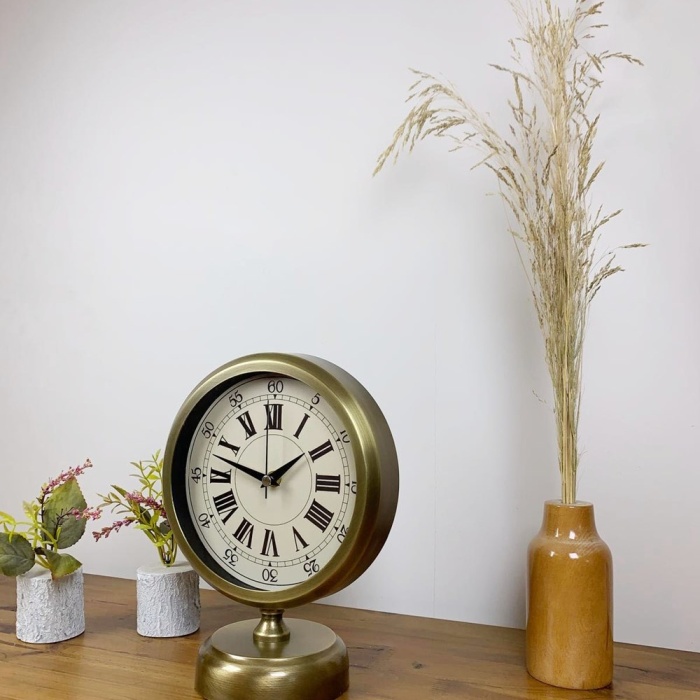 ® Yeni Ürün Eskitme Metal Orient Masa Saati 25×20 cm