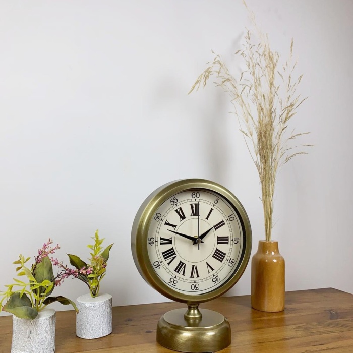 ® Yeni Ürün Eskitme Metal Orient Masa Saati 25×20 cm