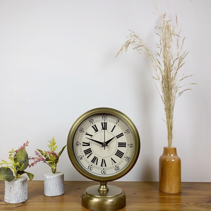 ® Yeni Ürün Eskitme Metal Orient Masa Saati 25×20 cm