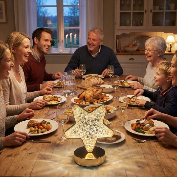 BUFFER® Yıldız Model Kristal LED Masa Lambası – Dokunmatik, 3 Renk Işık Modlu, Şarjlı Mini Dekoratif Gece Lambası