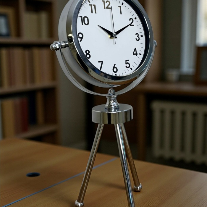 ® Yeni Ürün Krom Zarif & Şık Üç Ayaklı Metal Masa Saati