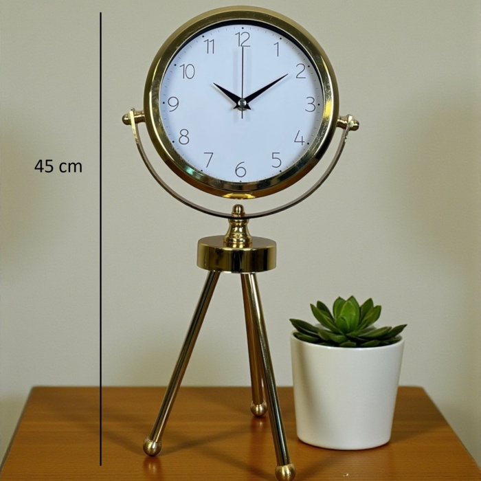 ® Yeni Ürün Luxe Glow Gold Üç Ayaklı Metal Masa Saati