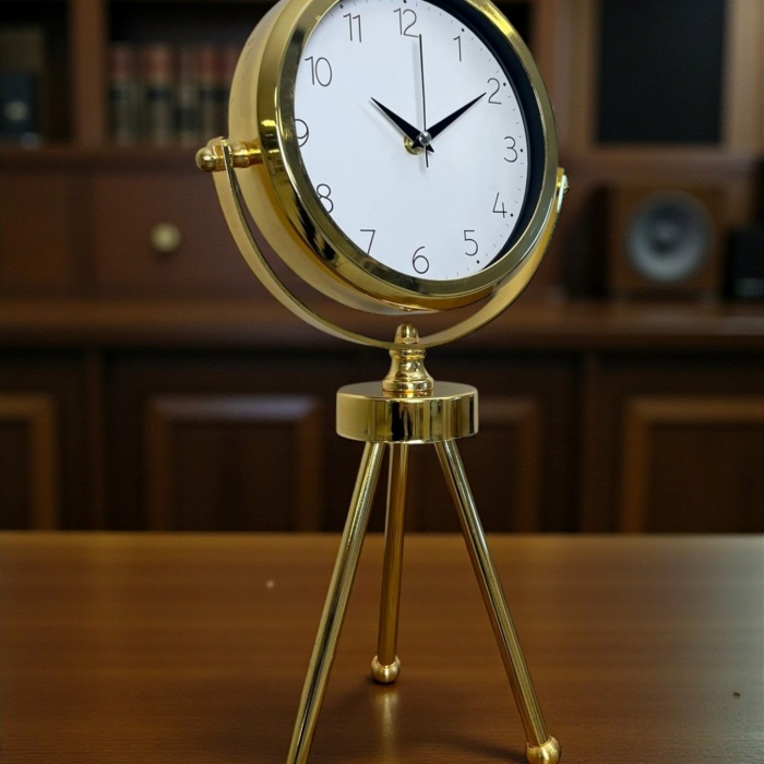 ® Yeni Ürün Luxe Glow Gold Üç Ayaklı Metal Masa Saati